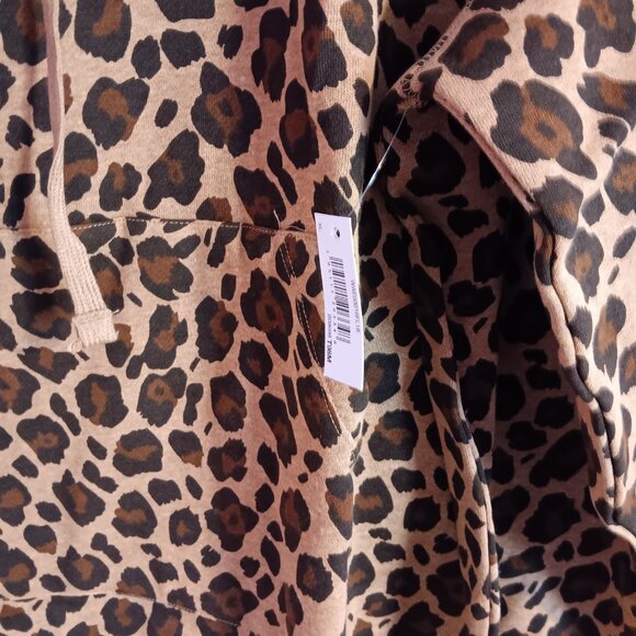 WOMEN'S X LARGE LEOPARD PRINT BROWN AND TAN HOODIE NWT - Picture 2 of 7